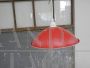 Lampade industriali a ciotola in metallo smaltato rosso, anni '80