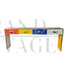 Consolle in vetro colorato a 4 cassetti con maniglie a pesce                            