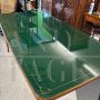 Tavolo modernariato anni '60 con piano in vetro verde