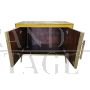 Credenza a due ante in vetro giallo e ottone dorato