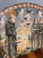 Placca antica in maiolica raffigurante San Francesco d'Assisi, dei primi del '900
