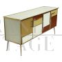 Credenza 4 ante in vetro colorato in stile vintage