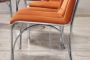 Set di 4 sedie design vintage in metallo cromato e velluto arancione, anni '70