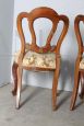Set di 4 sedie antiche Luigi Filippo in noce con schienale intagliato, Italia 1850