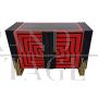 Credenza a 2 ante in vetro rosso e nero effetto optical