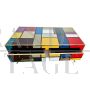 Tavolino basso con cassetti in vetro multicolore