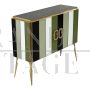 Credenza a due ante in vetro di Murano nei toni del verde