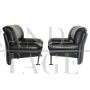 Poltrona design di Nicoletti Salotti per Avanti in pelle nera ed acciaio