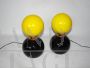 Coppia di lampade da tavolo anni '70 con sfere in vetro giallo