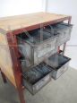 Cassettiera industriale con cassetti in metallo, anni '50 
