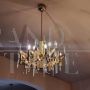 Lampadario grande di Gaetano Sciolari in ottone e cristallo
