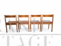 Set di 4 sedie Cassina in faggio e pelle marrone, Italia anni '70                            