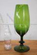Vaso a coppa in vetro artistico di Empoli verde, anni '60                            