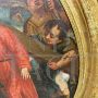 Antico dipinto ovale con Gesù e il Cireneo, olio su tela del XVIII secolo