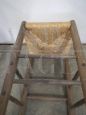 Sgabello vintage in legno con seduta in paglia, 1960