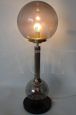 Lampada da tavolo modernista anni '70 in vetro fumé