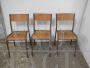 Set di 6 sedie Mullca marroni impilabili con seduta in legno chiaro, anni '60
