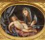 Madonna in adorazione del bambino dormiente, dipinto olio su tela italiano del '700