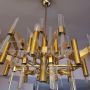 Lampadario grande di Gaetano Sciolari in ottone e cristallo