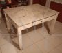 Tavolo da cucina vintage con piano in marmo, cassetto, tagliere e mattarello                            