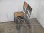 Set di 4 sedie Mullca grigie impilabili con seduta in legno chiaro, anni '60
