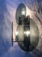 Coppia di applique Veca a 3 luci con dischi in vetro fumé