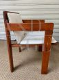 4 sedie poltrone Reguitti in legno e similpelle bianca, 1972