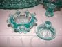Set servizio art déco in cristallo di Boemia verde acqua, anni '30