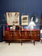 Credenza sideboard italiana con piano in vetro bordeaux, anni '60                            