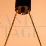Lampadario Stilnovo a sospensione in vetro opalino e ottone, Italia anni '60