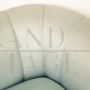 Coppia di divani design di Fabrizio Smania in seta moiré e legno marmorizzato
