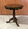 Tavolino antico da appoggio in legno con intarsi floreali, fine ‘800