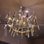Lampadario grande di Gaetano Sciolari in ottone e cristallo