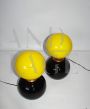 Coppia di lampade da tavolo anni '70 con sfere in vetro giallo