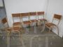 Set di 6 sedie Mullca marroni impilabili con seduta in legno scuro, anni '60                             