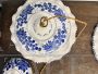 Coppia di lampadari vintage in ceramica dipinti a mano con decori blu                            