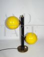 Lampada da scrivania anni '60 con sfere in vetro giallo