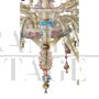 Grande lampadario in vetro di Murano multicolore in stile Rezzonico