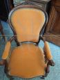Coppia di poltrone metà '800 in velluto arancione