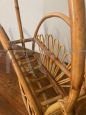 Porta riviste rotondo vintage design in bamboo anni '60