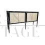 Credenza in art déco in legno nero e pergamena                            