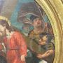 Antico dipinto ovale con Gesù e il Cireneo, olio su tela del XVIII secolo