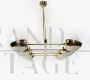 Grande lampadario orizzontale vintage in ottone e vetro