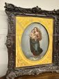 Dipinto antico con Madonna di San Sisto, olio su rame dell'800