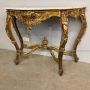 Monumentale console con specchio antica romana in foglia oro