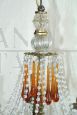 Lampadario in bronzo con cristalli anni '60