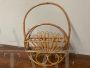 Porta riviste rotondo vintage design in bamboo anni '60                            