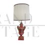 Lampada abat-jour in porcellana smaltata rossa e oro                            