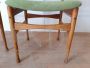 Coppia di sedie vintage in stile scandinavo in frassino e tessuto verde