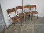 Set di 4 sedie Mullca marroni impilabili con seduta in legno scuro, anni '60